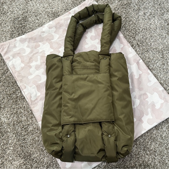 Dagne Dover Olive Green Puffy Tote - Picture 2 of 2